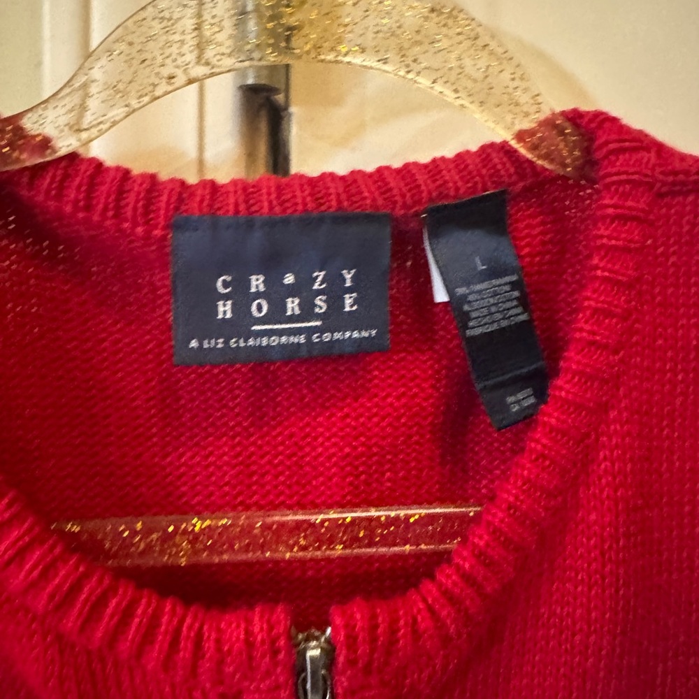 Christmas Holiday Zip Up Vest Size Large crazy horse - Picture 3 of 3